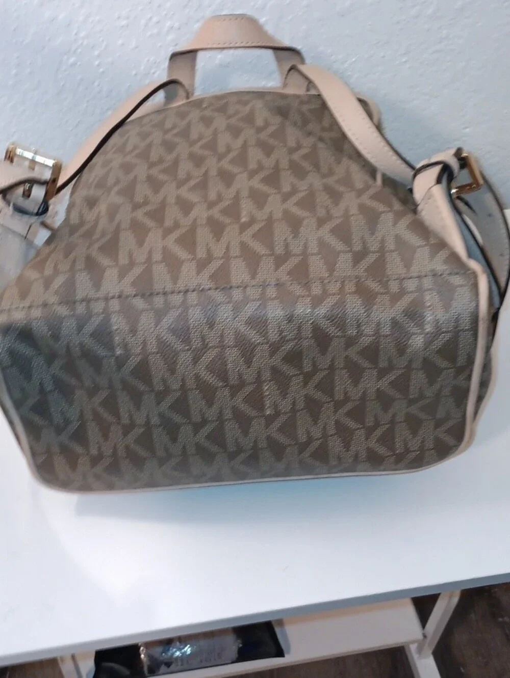 Michael Kors Brown Logo Mid Mini Backpack with Gold Hardware